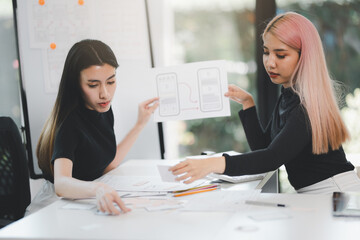 Wall Mural - user experience user interface concept, ux ui graphic designer creative sketch breif user experience