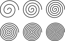 Equally Spaced Spiral Line Pack, Editable Stroke Path Vector Illustration