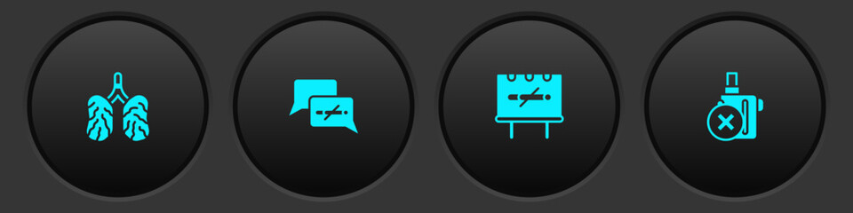 Poster - Set Disease lungs, No smoking, and electronic cigarette icon. Vector