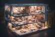 Contemporary home cutaway showing infrastructure. Generative AI