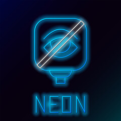 Poster - Glowing neon line Blindness icon isolated on black background. Blind sign. Colorful outline concept. Vector