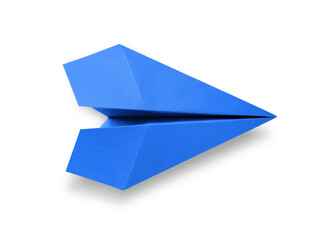 Wall Mural - blue paper plane origami isolated on a white background