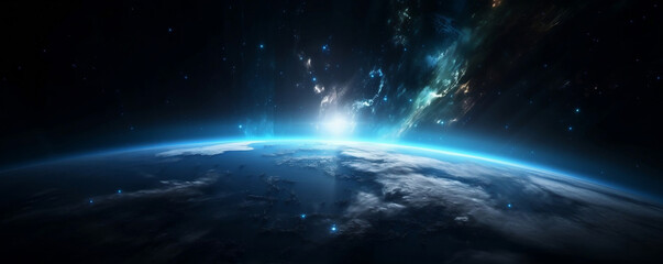 Wall Mural - view of the earth from the moon. generative ai