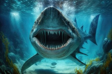 Wall Mural - Crocodile shark in the ocean