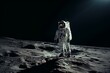 Astronaut strolling lunar surface during Apollo 11 mission. Generative AI