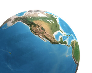 Canvas Print - high resolution satellite view of planet earth, focused on north and central america, alaska, canada