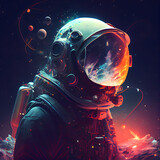 Fototapeta Kosmos - Astronaut in outer space. Elements of this image furnished by NASA