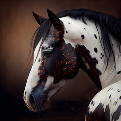 Wall Mural - Portrait of a beautiful horse with a red spot on his face