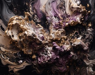 Poster - Black and Gold Abstract acetate Painting Background Generative AI