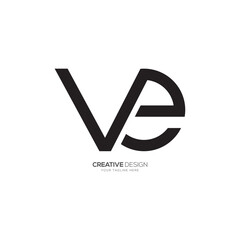 Line art letter V E or E V simple unique creative monogram logo