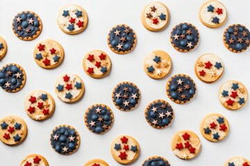 Wall Mural - sugar cookies decorated for 4th of July Independence day celebration in America. Icing and sprinkles in red, white, and blue.