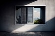window with louver opening for natural light and air, created with generative ai