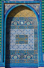 Arabic Mosaic Tile Details On Al-Aqsa Mosque, Dome Of The Rock