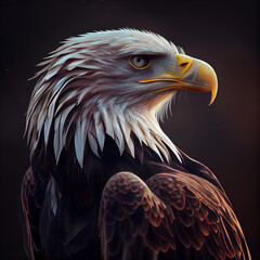 Wall Mural - eagle portrait on dark background. 3d illustration. vintage style