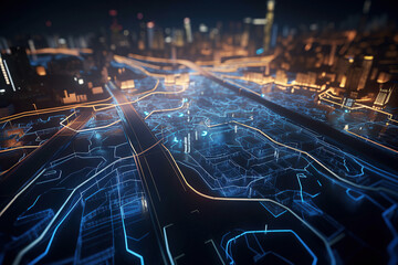 Ai generated illustration of  IT roadmap modern technology and innovative processes, networking and big data