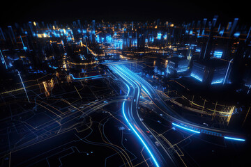 Ai generated illustration of  IT roadmap modern technology and innovative processes, networking and big data