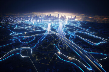 Ai generated illustration of  IT roadmap modern technology and innovative processes, networking and big data