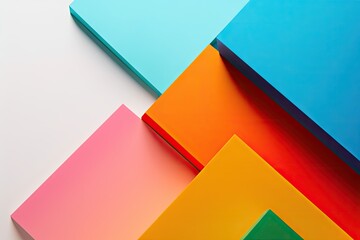 Canvas Print - bold color block on white background with drop shadows, created with generative ai