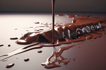 Wall Mural - chocolate drips on a surface Generative AI