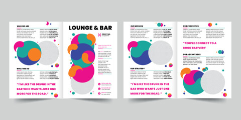 Wall Mural - Lounge Bar bifold brochure template. A clean, modern, and high-quality design bifold brochure vector design. Editable and customize template brochure