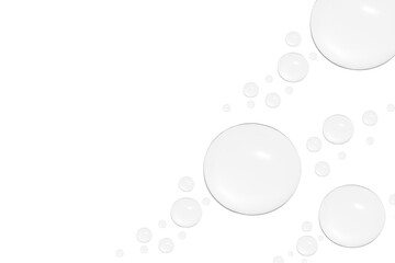 Wall Mural - Drops of transparent gel or water in different sizes. On a white background.