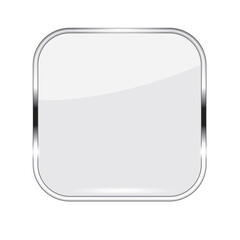 Canvas Print - Square shiny button isolated on a white background