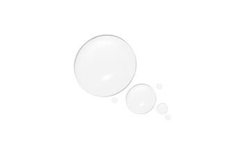 Wall Mural - Drops of transparent gel or water in different sizes. On a white background.