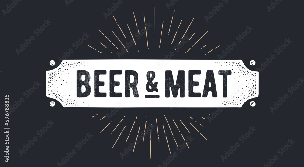 Vintage ribbon banner Beer Meat. Graphic vintage banner, ribbon, text ...