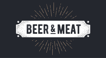 vintage ribbon banner beer meat. graphic vintage banner, ribbon, text beer, meat, old school graphic