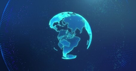 Wall Mural - Rotating digital earth.Repeatable footage. Zoom out from earth.
Global network and digital data technology concepts.