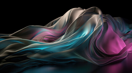 Dark vivid color silk background, flowy delicate silk