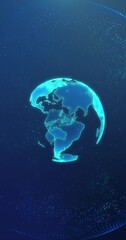 Wall Mural - Rotating digital earth. Zoom out from earth.
Global network and digital data technology concepts. Vertical video.