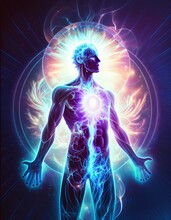 Illustrate A Cosmic Spiritual Kundalini Awakening And Include The Electromagnetic Field Around The Human Body