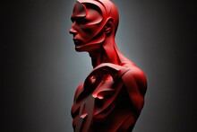 Red Sculpture Of A Man's Torso