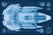 Alien spaceship blueprint. AI generative