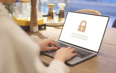 user is logging in with a username and password public. cybersecurity concept. data protection, info