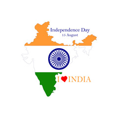 Flag of India in the form of territory Independent country on white background