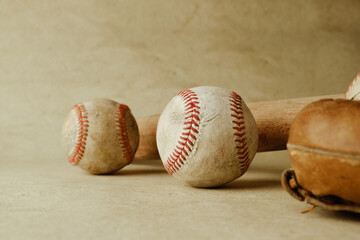 Wall Mural - Old grunge vintage texture on baseball background for sports nostalgia banner.
