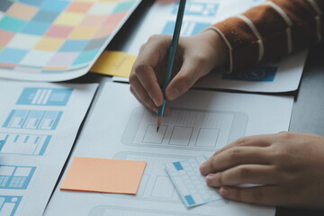 ux graphic designer creative sketch planning application process development prototype wireframe for