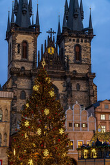 Sticker - Old Town Square at Christmas time, Prague, Czech Republic