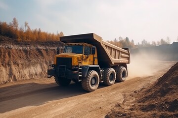 illustration, truck carrying coal, ai generative.