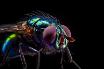 macro image of a house fly. generative ai