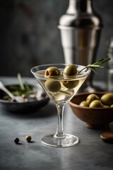 Wall Mural - martini with olives. Generative AI