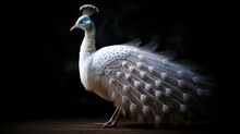 Fascinating Albino Peacock Displaying Its Magnificent, Intricately Patterned Plumage, Generative Ai