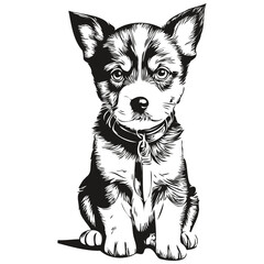 Wall Mural - puppy sketchy, graphic portrait of a puppy on a white background, puppies