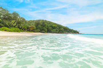 Anse Georgette beach seen from the water