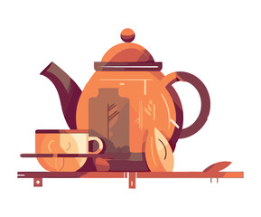 Canvas Print - Hot drink in teapot and kettle