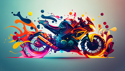 stylish motorcycle in abstract graphic style, generative Ai