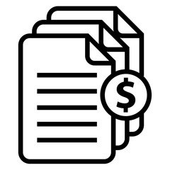 Wall Mural - Invoice icon. Bill paid symbol. Tax form outline icon. Paper document with money sign