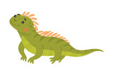 Fototapeta Dinusie - Funny Green Iguana Character with Scales Sitting and Smiling Vector Illustration